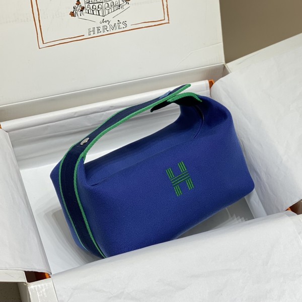 「#4275」 Hermès Blue Trousse Bride-A-Brace bag  25*21*14cm