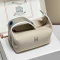 「#4277」 Hermès Beige/Elephant Grey Trousse Bride-A-Brace bag  25*21*14cm