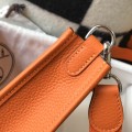 「#4281」 Hermès Sunset Orange Silver Buckle Mini Eveylen 17cm
