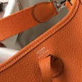 「#4281」 Hermès Sunset Orange Silver Buckle Mini Eveylen 17cm