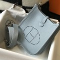 「#4283」 Hermes Linen Blue Silver Buckle Mini Eveylen 17cm
