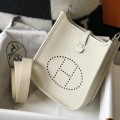 「#4284」 Hermes Milkshake White Silver Buckle Mini Eveylen 17cm