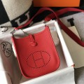 「#4286」 Hermes Red Silver Buckle Mini Eveylen 17cm