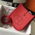 「#4286」 Hermes Red Silver Buckle Mini Eveylen 17cm