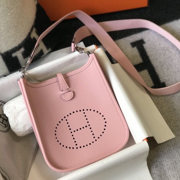 「#4288」 Hermes Pink Silver Buckle Mini Eveylen 17cm 「#4288」 Hermes Pink Silver Buckle Mini Eveylen 17cm