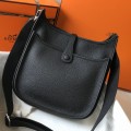 「#4290」 Hermès Black Silver Buckle Large Eveylen28cm