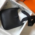 「#4290」 Hermès Black Silver Buckle Large Eveylen28cm