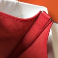 「#4292」 Hermès Red Silver Buckle Large Eveylen28cm