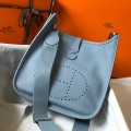 「#4294」Hermès Light Blue Silver Buckle Large Eveylen28cm