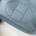 「#4294」Hermès Light Blue Silver Buckle Large Eveylen28cm