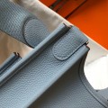 「#4294」Hermès Light Blue Silver Buckle Large Eveylen28cm