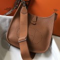 「#4296」 Hermès golden brown silver buckle large size Eveylen28cm