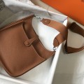 「#4296」 Hermès golden brown silver buckle large size Eveylen28cm