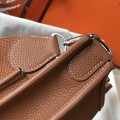 「#4296」 Hermès golden brown silver buckle large size Eveylen28cm