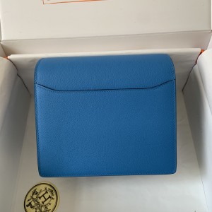 「#4038」Hermes Pig Nose Bag Roulis Blue Gold Buckle 19cm