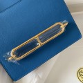 「#4037」Hermes Pig Nose Bag Blue Silver Buckle Roulis 19cm