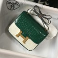 「#4297」 Hermès Constance Green Crocodile Pattern Gold Buckle Bag 19cm 「#4297」 Hermès Constance Green Crocodile Pattern Gold Buckle Bag 19cm