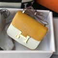「#4298」 Hermès Constance Yellow Crocodile Pattern Gold Buckle Bag 19cm 「#4298」 Hermès Constance Yellow Crocodile Pattern Gold Buckle Bag 19cm