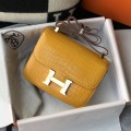 「#4298」 Hermès Constance Yellow Crocodile Pattern Gold Buckle Bag 19cm 「#4298」 Hermès Constance Yellow Crocodile Pattern Gold Buckle Bag 19cm