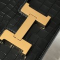 「#4302」 Hermès Constance Black Crocodile Pattern Gold Buckle Bag 19cm