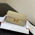 「#4303」Hermes Khaki Constance Gold Buckle Crossbody Bag 20cm
