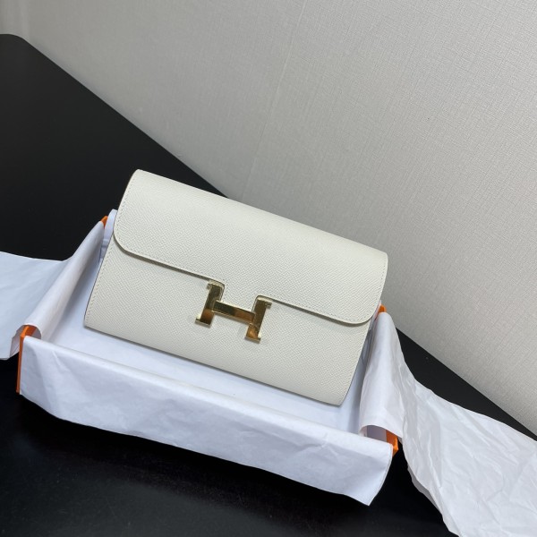「#4304」 Hermès Milkshake White Constance Gold Buckle Crossbody Bag 20cm