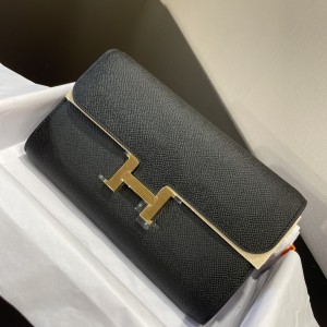 「#4305」Hermès Black Constance Gold Buckle Crossbody Bag 20cm