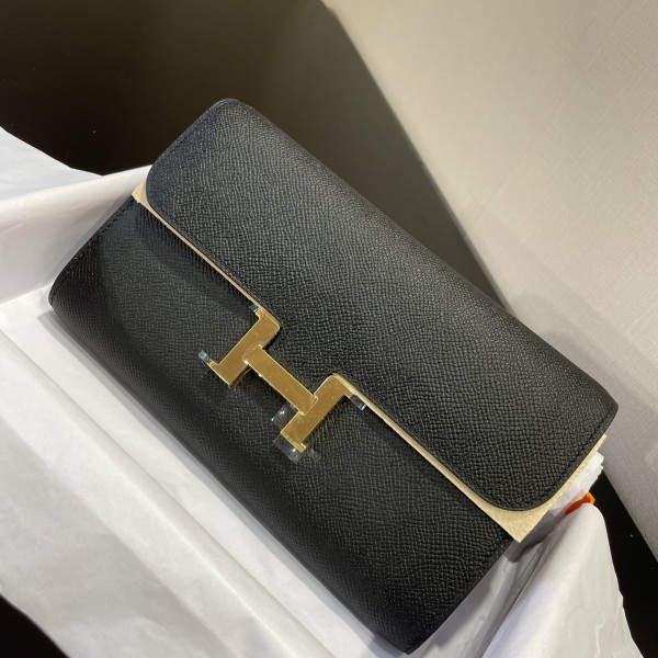 「#4305」Hermès Black Constance Gold Buckle Crossbody Bag 20cm