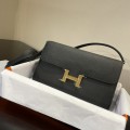 「#4305」Hermès Black Constance Gold Buckle Crossbody Bag 20cm