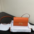 「#4308」 Hermès Orange Constance Gold Buckle Crossbody Bag 20cm
