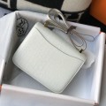 「#4312」 Hermès White Crocodile Pattern Constance Gold Buckle Stewardess Bag 19cm 「#4312」 Hermès White Crocodile Pattern Constance Gold Buckle Stewardess Bag 19cm