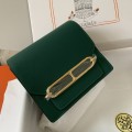 「#4040」Hermes pig nose bag Roulis peacock green gold buckle 19cm 「#4040」Hermes pig nose bag Roulis peacock green gold buckle 19cm