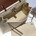 「#4329」 Hermès Beige and White Herbag 31CM