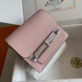 「#4040」Hermes Pig Nose Bag Roulis Girlish Pink Silver Buckle 19cm