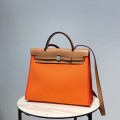 「#4332」 Hermès Vibrant Orange Colorblock Herbag 31CM