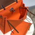 「#4332」 Hermès Vibrant Orange Colorblock Herbag 31CM