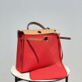 「#4333」 Hermès Red Colorblock Herbag 31CM