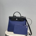「#4334」 Hermès dark blue colorblock Herbag 31CM