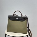 「#4337」 Hermès Dark Green Colorblock Herbag 31CM