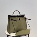 「#4337」 Hermès Dark Green Colorblock Herbag 31CM