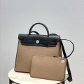 「#4339」 Hermès Elephant Grey Colorblock Herbag 31CM