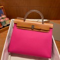 「#4341」 Hermès Magnolia Pink Colorblock Herbag 31CM