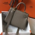 「#4002」 Hermes Elephant Gray Mini Kelly 20cm
