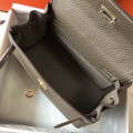 「#4002」 Hermes Elephant Gray Mini Kelly 20cm