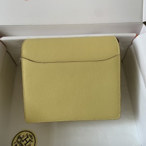 「#4043」Hermes Pig Nose Bag Roulis Lemon Yellow Silver Buckle 19cm