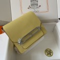 「#4043」Hermes Pig Nose Bag Roulis Lemon Yellow Silver Buckle 19cm